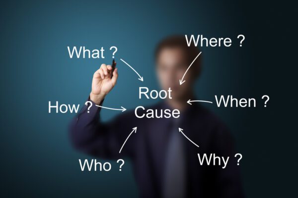 Business,Man,Writing,And,Analyzing,Root,Cause,By,Question,What